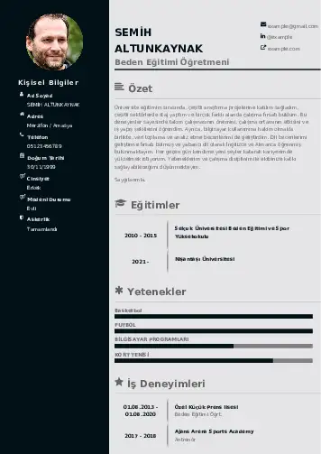 Beden Eğitimi Öğretmeni CV Örnekleri cv indir
